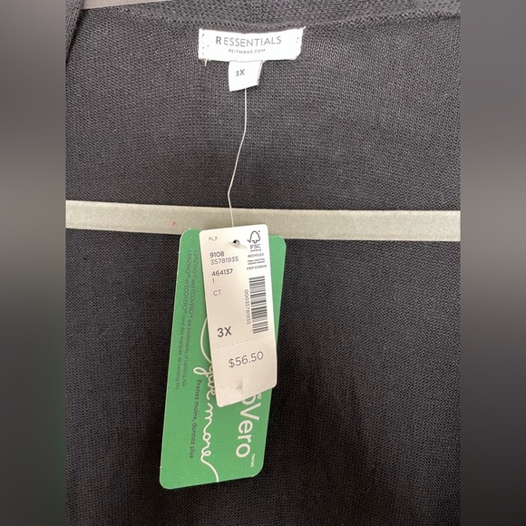 NWT Reitmans Long Open Cardigan R Essentials 3X - Picture 6 of 9